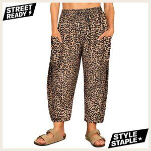 Plus Size Palazzo Harem Pants Drawstring Waist Wide Leg Casual Beach